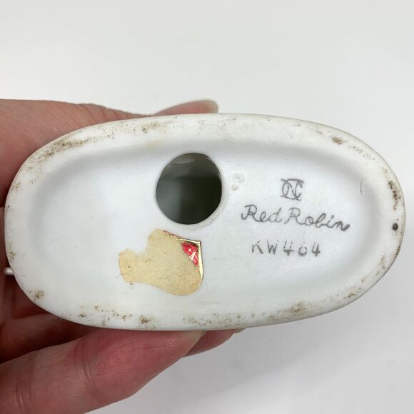 Lefton Red Robin Porcelain Figurine Camille Naudot Made Japan KW464 Vtg CHIP - Picture 6 of 6